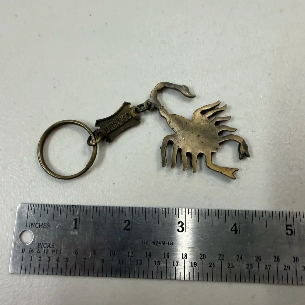 Vintage Durango Scorpion Keychain Bronze Tone Metal Desert Souvenir Key Ring